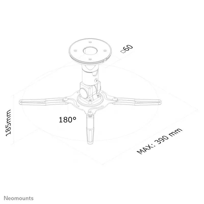 Neomounts BEAMER-C50 projektoriaus lubų laikiklis - aukštis 18,5 cm - pilnai judantis