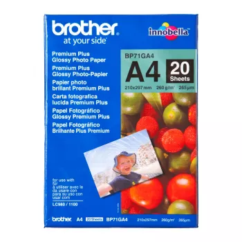 Brother A4 blizgus popierius, 260 g/m², A4, mėlynas, raudonas, 20 lapų, 265 µm, 100 metų