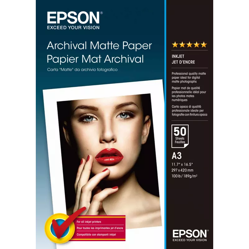 Epson Archival Matte Paper, DIN A3, 189 g/m², 50 lapų