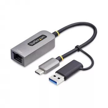 StarTech.com USB-C prie eterneto adapteris su USB-A priedu, 10/100/1000 Mbps, USB 3.0 prie Gigabit Ethernet tinklo adapteris, 6 col./15 cm pritvirtintas kabelis, USB GbE adapteris