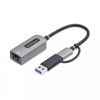 StarTech.com USB-C prie eterneto adapteris su USB-A priedu, 10/100/1000 Mbps, USB 3.0 prie Gigabit Ethernet tinklo adapteris, 6 col./15 cm pritvirtintas kabelis, USB GbE adapteris
