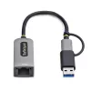 StarTech.com USB-C prie eterneto adapteris su USB-A priedu, 10/100/1000 Mbps, USB 3.0 prie Gigabit Ethernet tinklo adapteris, 6 col./15 cm pritvirtintas kabelis, USB GbE adapteris