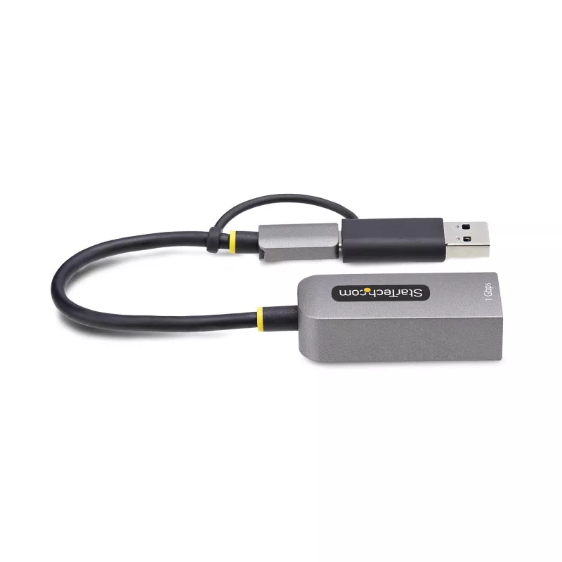 StarTech.com USB-C prie eterneto adapteris su USB-A priedu, 10/100/1000 Mbps, USB 3.0 prie Gigabit Ethernet tinklo adapteris, 6 col./15 cm pritvirtintas kabelis, USB GbE adapteris