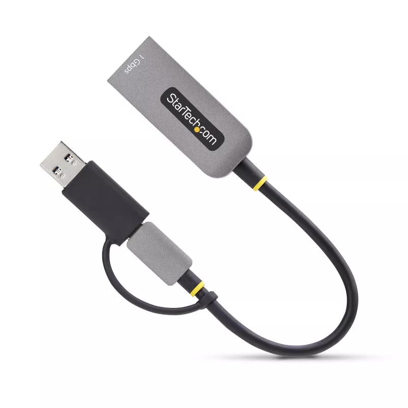 StarTech.com USB-C prie eterneto adapteris su USB-A priedu, 10/100/1000 Mbps, USB 3.0 prie Gigabit Ethernet tinklo adapteris, 6 col./15 cm pritvirtintas kabelis, USB GbE adapteris