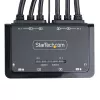 StarTech.com 2 prievadų dviejų monitorių DisplayPort kabelinis KVM jungiklis, 4K 60Hz, kompaktiškas KVM su 1,5 m USB-A/DisplayPort/garso integruotais kabeliais, maitinamas per USB – nuotolinis mygtukas / spartieji klavišai