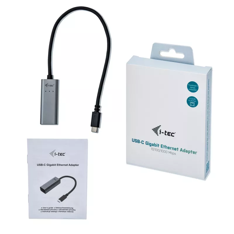 i-tec Metal USB-C Gigabit Ethernet adapteris, laidinis, USB Type-C, Ethernet, 1000 Mbit/s, pilka