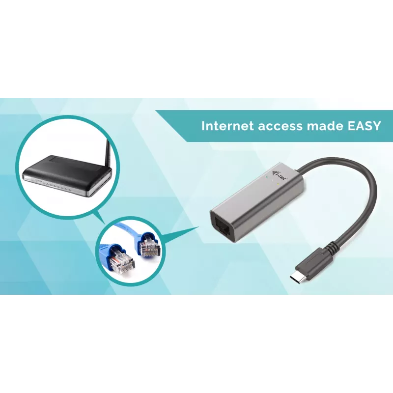 i-tec Metal USB-C Gigabit Ethernet adapteris, laidinis, USB Type-C, Ethernet, 1000 Mbit/s, pilka