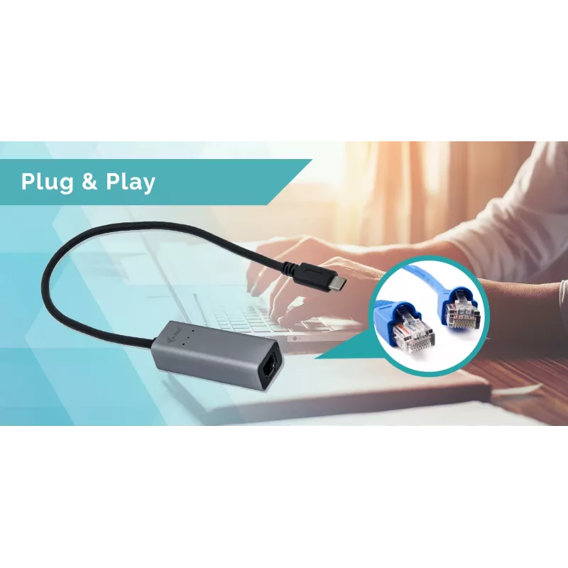 i-tec Metal USB-C Gigabit Ethernet adapteris, laidinis, USB Type-C, Ethernet, 1000 Mbit/s, pilka