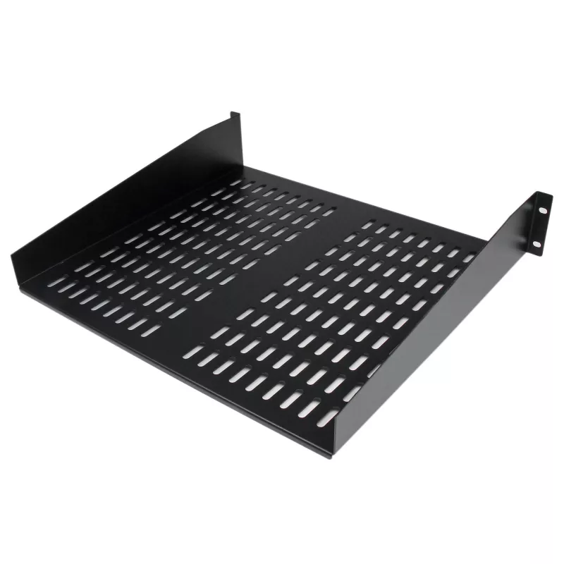 StarTech.com 2U serverio stovo lentyna - universali ventiliuojama stovo montavimo konsolinė dėkla 19 colių tinklo įrangos stovui ir spintai - tvirto plieno - keliamoji galia 50 svarų/23 kg - 16 colių gylio lentyna, juoda