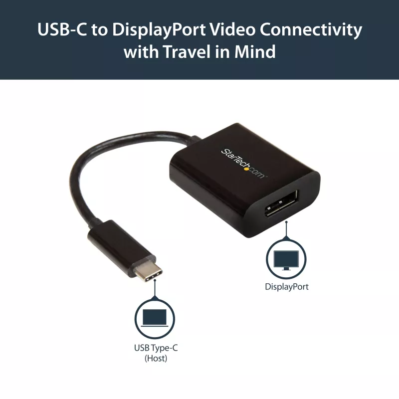 “StarTech.com” USB-C į DisplayPort adapteris - 4K 60Hz/8K 30Hz - USB Type-C į DP 1.4 HBR2 adapteris - Kompaktiškas USB-C (DP Alt Mode) monitoriaus vaizdo keitiklis - Suderinamas su “Thunderbolt 3”