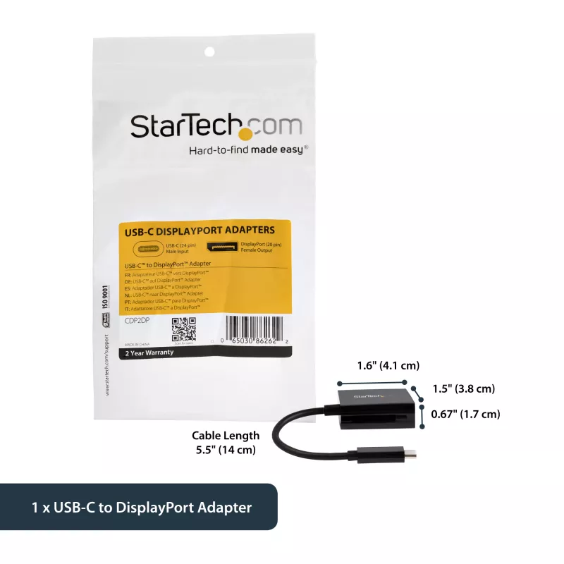“StarTech.com” USB-C į DisplayPort adapteris - 4K 60Hz/8K 30Hz - USB Type-C į DP 1.4 HBR2 adapteris - Kompaktiškas USB-C (DP Alt Mode) monitoriaus vaizdo keitiklis - Suderinamas su “Thunderbolt 3”