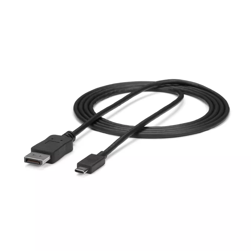 StarTech.com 1,8 m USB-C į DisplayPort 1.2 kabelis 4K 60Hz - USB-C į DisplayPort adapterio kabelis HBR2 - USB Type-C DP Alt Mode į DP monitoriaus vaizdo kabelis - veikia su Thunderbolt 3 - juodas
