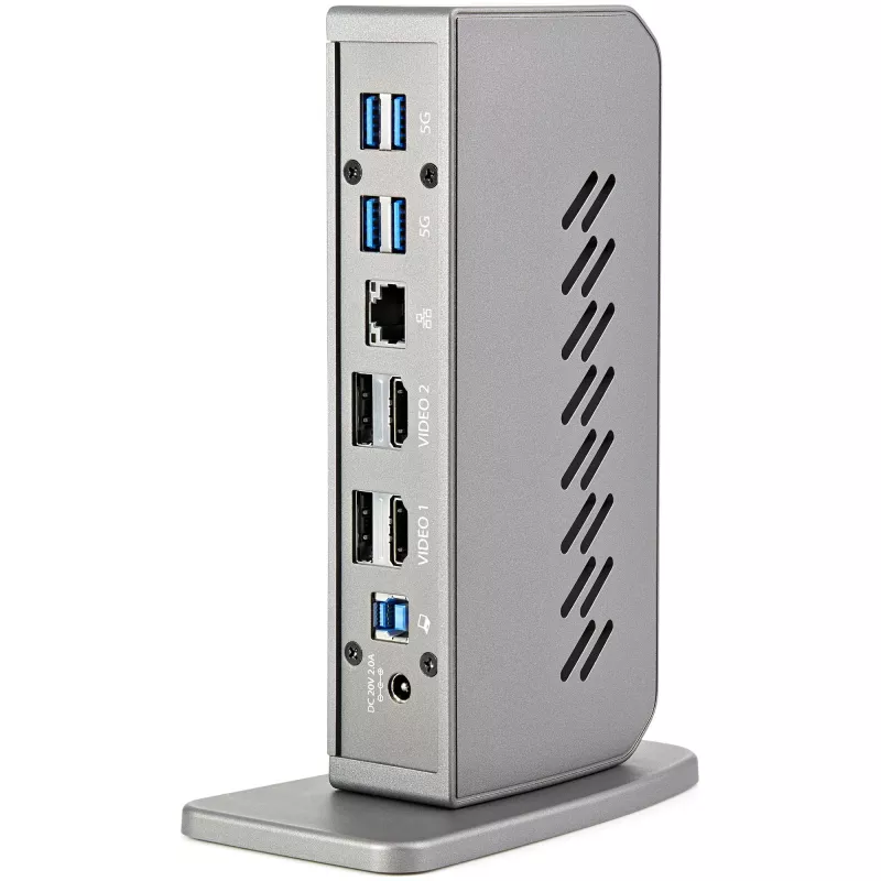 StarTech.com USB-C USB-A dokas – hibridinė universali USB 3.0 prijungimo stotelė USB-C arba USB-A nešiojamiesiems kompiuteriams – dviejų monitorių 4K 60Hz HDMI/DisplayPort – 6x USB-A, GbE – USB 3.1 Gen 1 – Windows/Mac