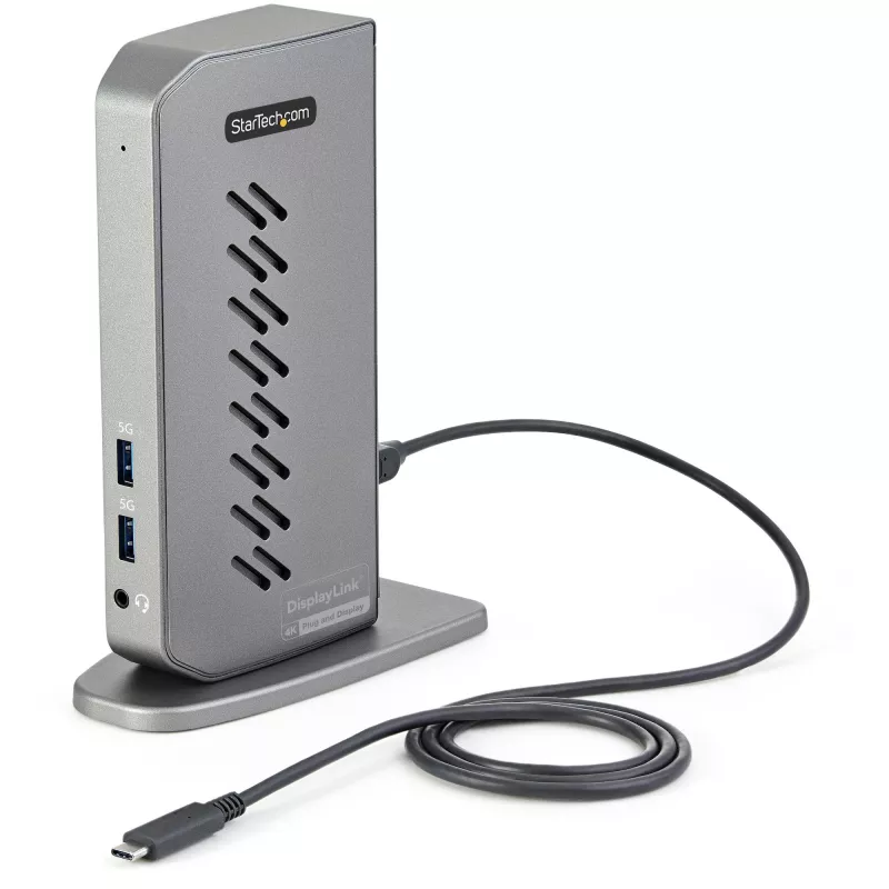 StarTech.com USB-C USB-A dokas – hibridinė universali USB 3.0 prijungimo stotelė USB-C arba USB-A nešiojamiesiems kompiuteriams – dviejų monitorių 4K 60Hz HDMI/DisplayPort – 6x USB-A, GbE – USB 3.1 Gen 1 – Windows/Mac