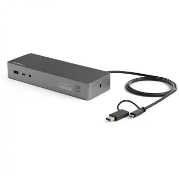 StarTech.com universali nešiojamojo kompiuterio prijungimo stotelė, hibridinis USB-C ir USB-A dokas, dviejų 4K DP ir HDMI, 100 W maitinimo tiekimas, Mac / Windows / Chrome OS, 4x USB 5 Gbps šakotuvas, GbE