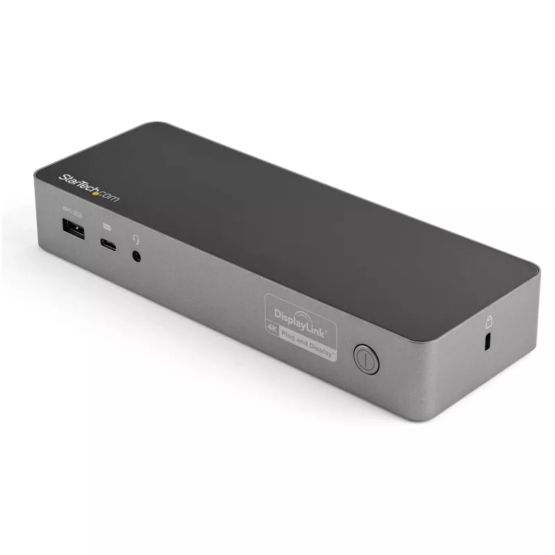StarTech.com universali nešiojamojo kompiuterio prijungimo stotelė, hibridinis USB-C ir USB-A dokas, dviejų 4K DP ir HDMI, 100 W maitinimo tiekimas, Mac / Windows / Chrome OS, 4x USB 5 Gbps šakotuvas, GbE