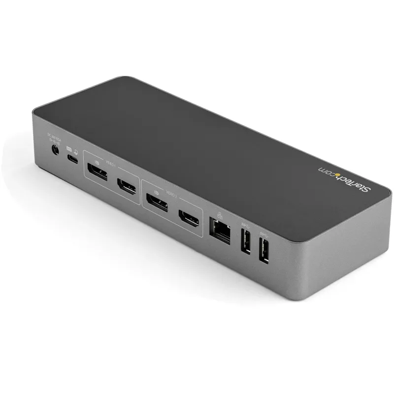 StarTech.com universali nešiojamojo kompiuterio prijungimo stotelė, hibridinis USB-C ir USB-A dokas, dviejų 4K DP ir HDMI, 100 W maitinimo tiekimas, Mac / Windows / Chrome OS, 4x USB 5 Gbps šakotuvas, GbE