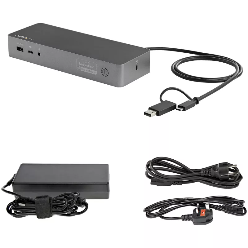 StarTech.com universali nešiojamojo kompiuterio prijungimo stotelė, hibridinis USB-C ir USB-A dokas, dviejų 4K DP ir HDMI, 100 W maitinimo tiekimas, Mac / Windows / Chrome OS, 4x USB 5 Gbps šakotuvas, GbE