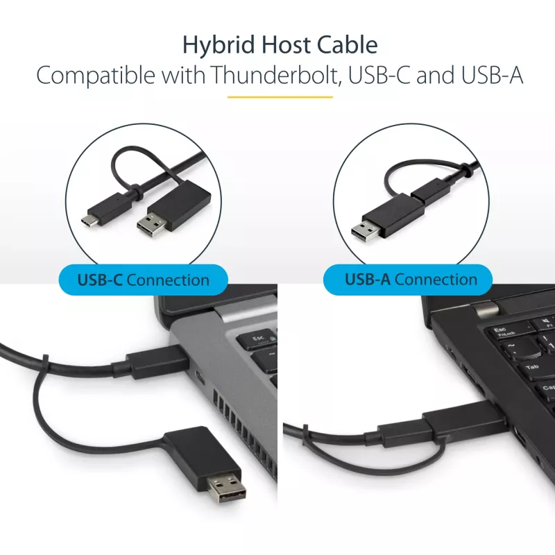 StarTech.com universali nešiojamojo kompiuterio prijungimo stotelė, hibridinis USB-C ir USB-A dokas, dviejų 4K DP ir HDMI, 100 W maitinimo tiekimas, Mac / Windows / Chrome OS, 4x USB 5 Gbps šakotuvas, GbE