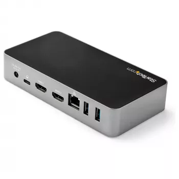 StarTech.com USB-C dokas - dviejų monitorių 1080p HDMI nešiojamojo kompiuterio prijungimo stotelė - 65W maitinimo tiekimas - 1x USB-C, 3x USB-A, Ethernet - dviejų vaizdo ekranų USB 3.1 Gen 1 Type-C dokas - Mac ir Windows