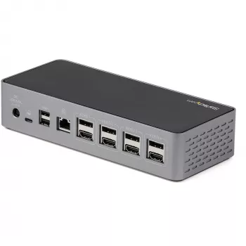 StarTech.com USB C Dokas - 4K 60Hz Keturių Monitorių DisplayPort ir HDMI - Universali USB-C Prijungimo Stotelė su 100W Energijos Tiekimu - USB Šakotuvas su 1x USB Type-C ir 3x USB-A, Ethernet, Garsas