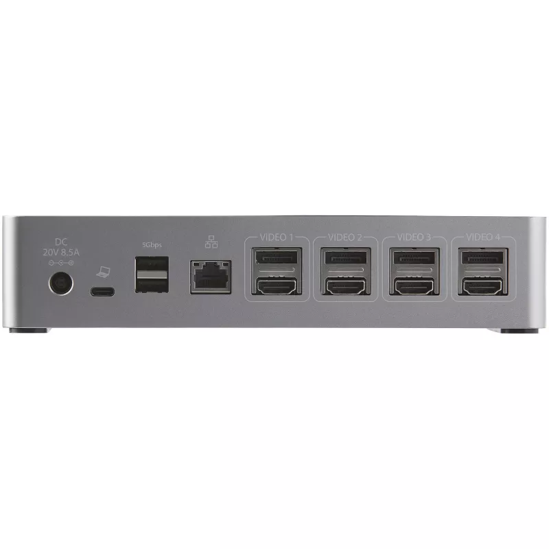 StarTech.com USB C Dokas - 4K 60Hz Keturių Monitorių DisplayPort ir HDMI - Universali USB-C Prijungimo Stotelė su 100W Energijos Tiekimu - USB Šakotuvas su 1x USB Type-C ir 3x USB-A, Ethernet, Garsas