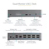 StarTech.com USB C Dokas - 4K 60Hz Keturių Monitorių DisplayPort ir HDMI - Universali USB-C Prijungimo Stotelė su 100W Energijos Tiekimu - USB Šakotuvas su 1x USB Type-C ir 3x USB-A, Ethernet, Garsas