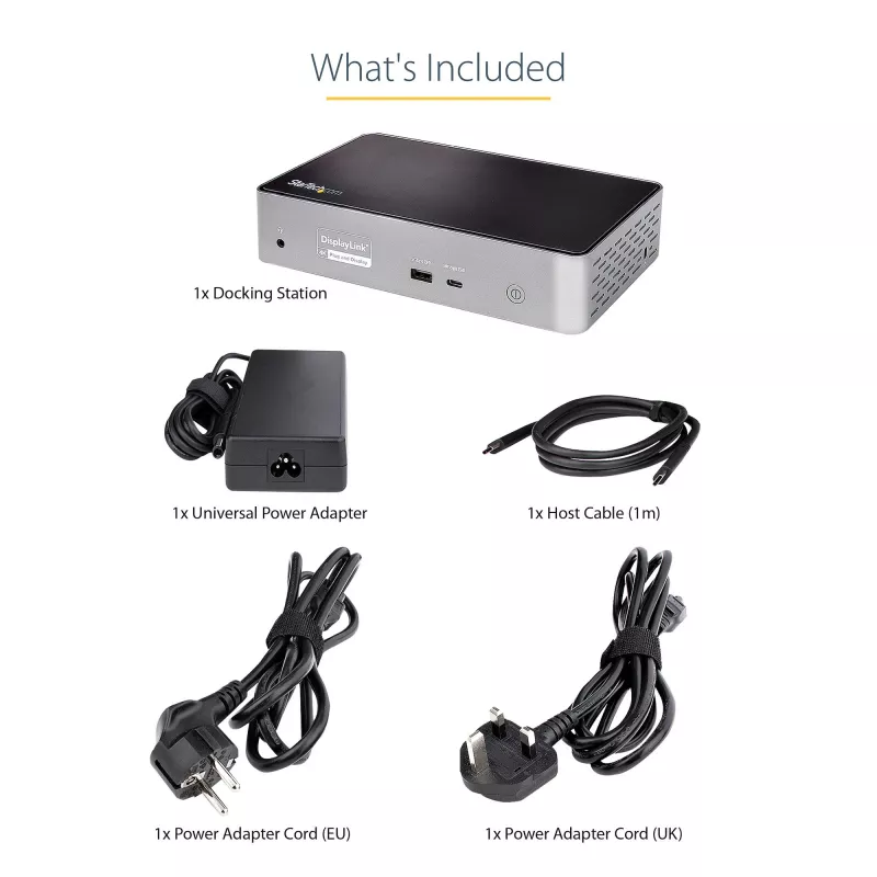 StarTech.com USB C Dokas - 4K 60Hz Keturių Monitorių DisplayPort ir HDMI - Universali USB-C Prijungimo Stotelė su 100W Energijos Tiekimu - USB Šakotuvas su 1x USB Type-C ir 3x USB-A, Ethernet, Garsas