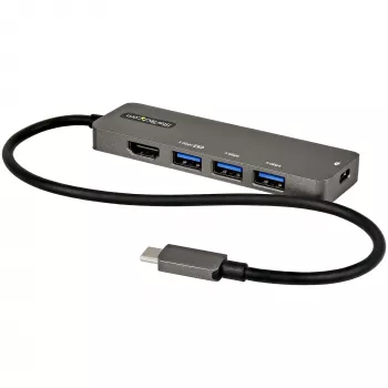 StarTech.com USB C daugiafunkcis adapteris – USB-C į HDMI 2.0b 4K 60Hz (HDR10), 100W maitinimo perdavimas, 4 prievadų USB 3.0 šakotuvas – USB Type-C mini dokas – 12 colių (30 cm) ilgio pritvirtintas kabelis
