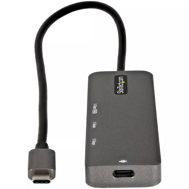 StarTech.com USB C daugiafunkcis adapteris – USB-C į HDMI 2.0b 4K 60Hz (HDR10), 100W maitinimo perdavimas, 4 prievadų USB 3.0 šakotuvas – USB Type-C mini dokas – 12 colių (30 cm) ilgio pritvirtintas kabelis