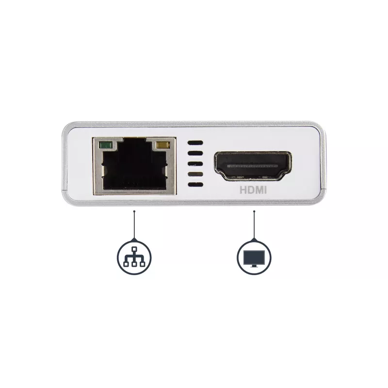 „StarTech.com“ USB-C daugiafunkcis adapteris – USB-C kelioninė prijungimo stotelė su 4K HDMI – 60 W maitinimo perdavimas, GbE, 2 prievadų USB-A 3.0 šakotuvas – nešiojama mini USB-C dokas nešiojamam kompiuteriui – balta
