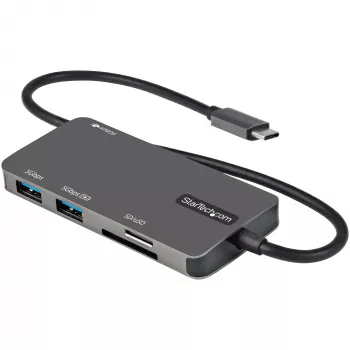 StarTech.com USB-C daugiafunkcis adapteris – USB-C į 4K HDMI, 100 W maitinimo perdavimas, SD / „MicroSD“ lizdas, 3 prievadų USB 3.0 šakotuvas – USB Type-C mini dokas – 12 colių (30 cm) ilgio pritvirtintas laidas