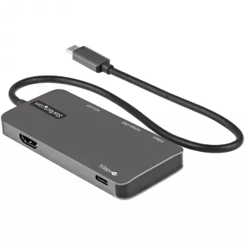 StarTech.com USB-C daugiafunkcis adapteris – USB-C į 4K HDMI, 100 W maitinimo perdavimas, SD / „MicroSD“ lizdas, 3 prievadų USB 3.0 šakotuvas – USB Type-C mini dokas – 12 colių (30 cm) ilgio pritvirtintas laidas