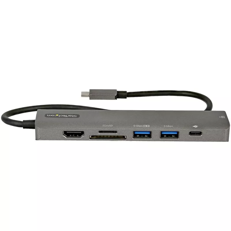 StarTech.com USB-C daugiafunkcis adapterių šakotuvas, USB-C į 4K 60Hz HDMI, Gigabit Ethernet ir 100W nešiojamojo kompiuterio įkrovimas, skirtas Macbook Pro / Air ir Windows