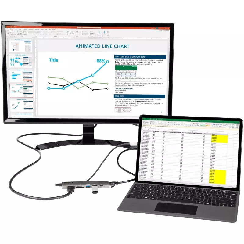 StarTech.com USB-C daugiafunkcis adapterių šakotuvas, USB-C į 4K 60Hz HDMI, Gigabit Ethernet ir 100W nešiojamojo kompiuterio įkrovimas, skirtas Macbook Pro / Air ir Windows