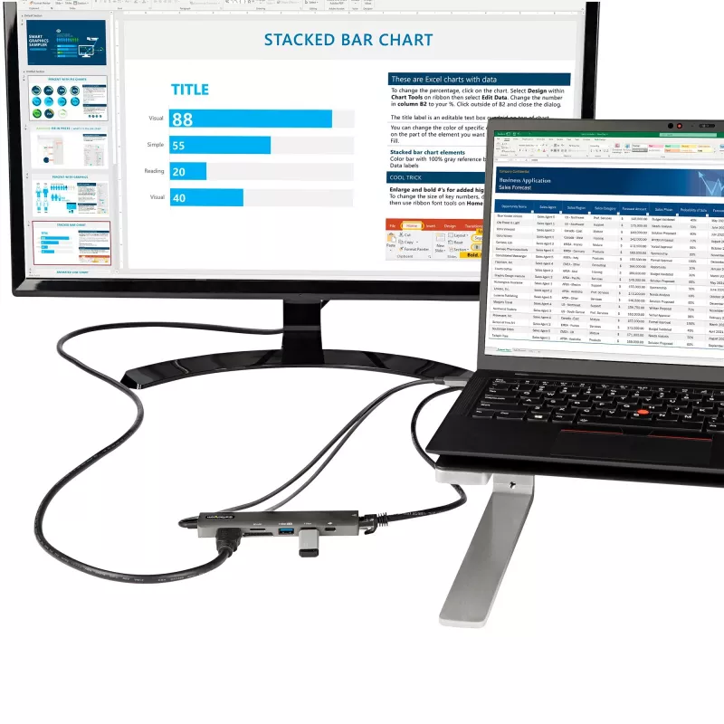StarTech.com USB-C daugiafunkcis adapterių šakotuvas, USB-C į 4K 60Hz HDMI, Gigabit Ethernet ir 100W nešiojamojo kompiuterio įkrovimas, skirtas Macbook Pro / Air ir Windows
