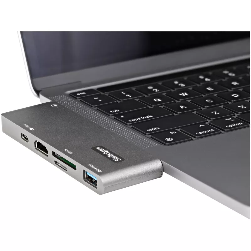 StarTech.com USB-C daugiafunkcis adapteris, skirtas MacBook Pro/Air – USB Type-C į 4K HDMI, 100 W maitinimo tiekimas, SD/MicroSD lizdas, 2 prievadų USB 3.0 šakotuvas – nešiojamas USB-C mini dokas