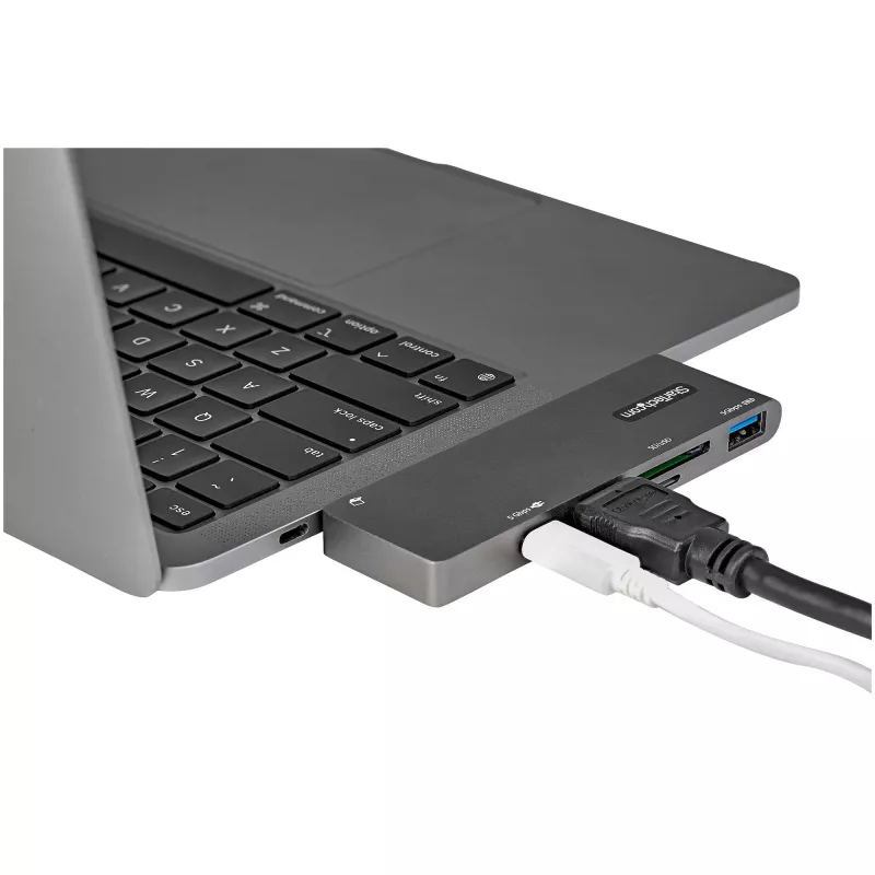 StarTech.com USB-C daugiafunkcis adapteris, skirtas MacBook Pro/Air – USB Type-C į 4K HDMI, 100 W maitinimo tiekimas, SD/MicroSD lizdas, 2 prievadų USB 3.0 šakotuvas – nešiojamas USB-C mini dokas