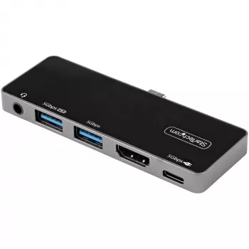 StarTech.com USB-C daugiafunkcis adapteris - USB-C į 4K 60Hz HDMI 2.0, 100W „Power Delivery“ praleidžiamasis įkrovimas, 3 prievadų USB 3.0 šakotuvas, garso - USB-C mini dokas - nešiojamas USB Type-C kelioninis dokas