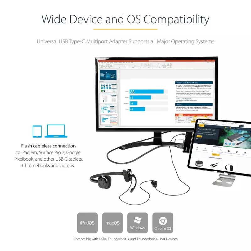 StarTech.com USB-C daugiafunkcis adapteris - USB-C į 4K 60Hz HDMI 2.0, 100W „Power Delivery“ praleidžiamasis įkrovimas, 3 prievadų USB 3.0 šakotuvas, garso - USB-C mini dokas - nešiojamas USB Type-C kelioninis dokas