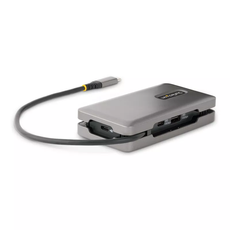 StarTech.com USB-C daugiafunkcis adapteris - 4K 60Hz HDMI/DP - 3 prievadų USB šakotuvas - 100 W maitinimo perdavimas - GbE - kelioninė mini prijungimo stotelė su įkrovimu - 1 pėdos/30 cm apvyniojamas kabelis