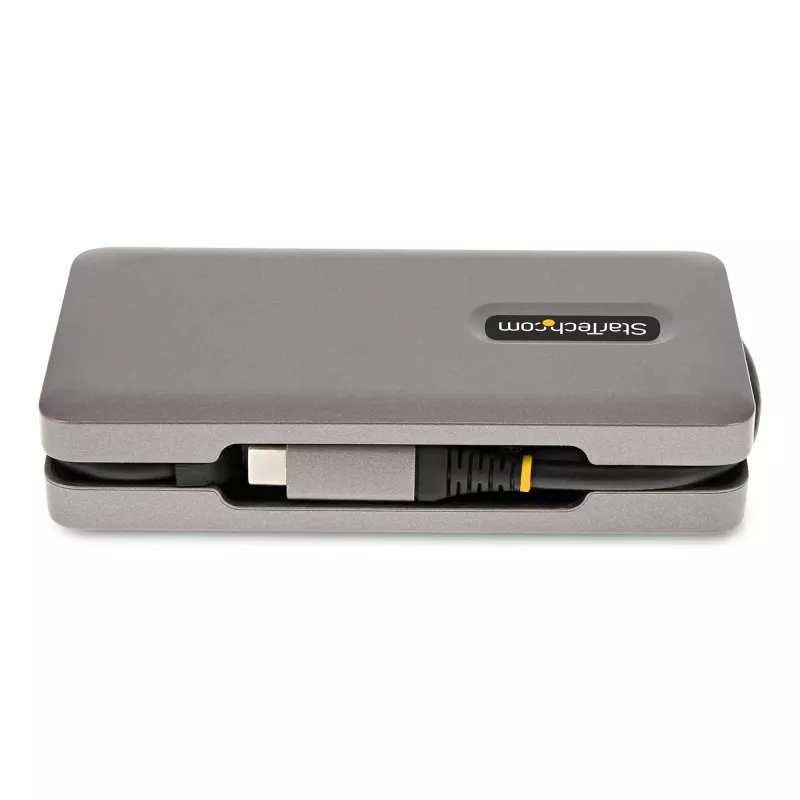 StarTech.com USB-C daugiafunkcis adapteris - 4K 60Hz HDMI/DP - 3 prievadų USB šakotuvas - 100 W maitinimo perdavimas - GbE - kelioninė mini prijungimo stotelė su įkrovimu - 1 pėdos/30 cm apvyniojamas kabelis