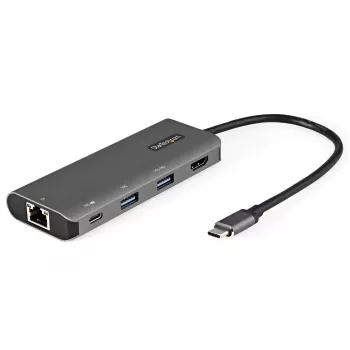 „StarTech.com“ USB-C daugiafunkcis adapteris – 10 Gb/s USB Type-C mini dokas su 4K 30 Hz HDMI, 100 W maitinimo perdavimu, 3 prievadų USB šakotuvu, GbE – USB 3.1/3.2 Gen 2 nešiojamojo kompiuterio dokas – 25 cm laidas