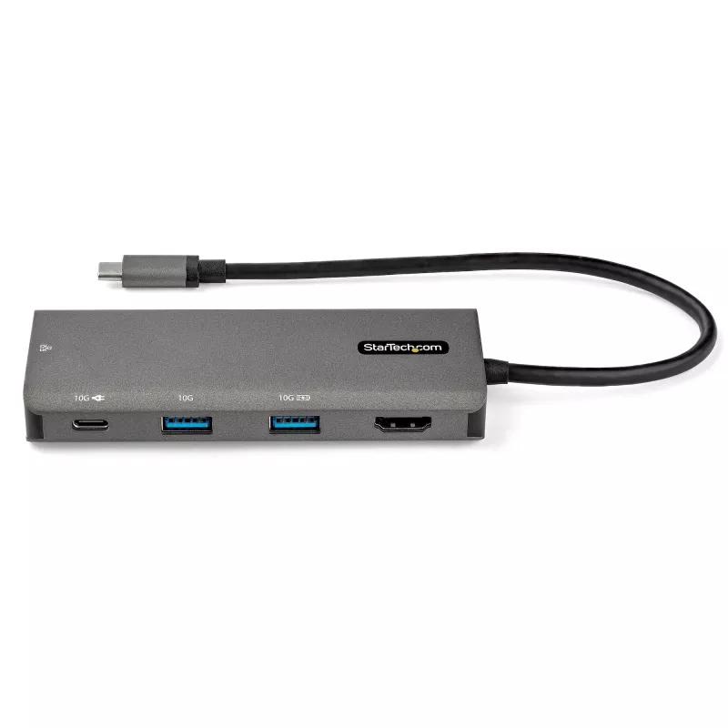„StarTech.com“ USB-C daugiafunkcis adapteris – 10 Gb/s USB Type-C mini dokas su 4K 30 Hz HDMI, 100 W maitinimo perdavimu, 3 prievadų USB šakotuvu, GbE – USB 3.1/3.2 Gen 2 nešiojamojo kompiuterio dokas – 25 cm laidas