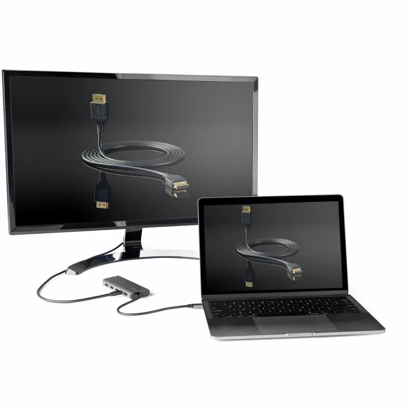 StarTech.com USB-C daugiafunkcis adapteris – USB-C į HDMI arba Mini DisplayPort 4K 60Hz, 100 W maitinimo perdavimas, 4 prievadų 10 Gbps USB šakotuvas – USB Type-C mini dokas – su 12 colių pritvirtintu laidu