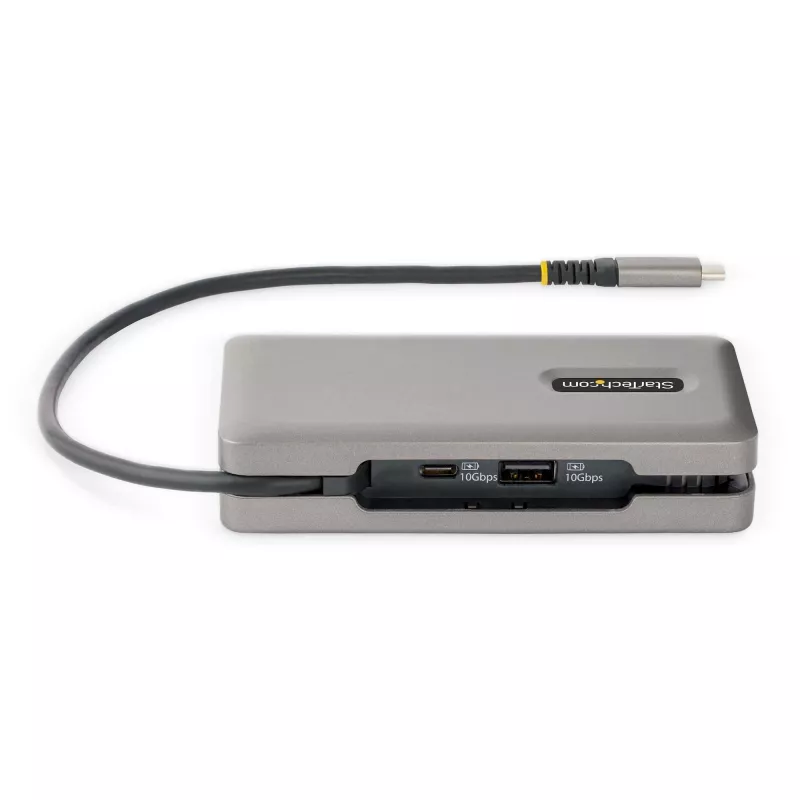 StarTech.com USB-C daugiafunkcis adapteris - HDMI/VGA - 4K 60Hz - 3 prievadų USB šakotuvas - 100W maitinimo perdavimas - Gigabit Ethernet - Kelioninė mini prijungimo stotelė su įkrovimu - 1 pėdos/30 cm apvyniojamas laidas