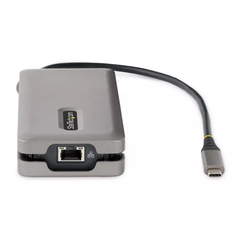 StarTech.com USB-C daugiafunkcis adapteris - HDMI/VGA - 4K 60Hz - 3 prievadų USB šakotuvas - 100W maitinimo perdavimas - Gigabit Ethernet - Kelioninė mini prijungimo stotelė su įkrovimu - 1 pėdos/30 cm apvyniojamas laidas