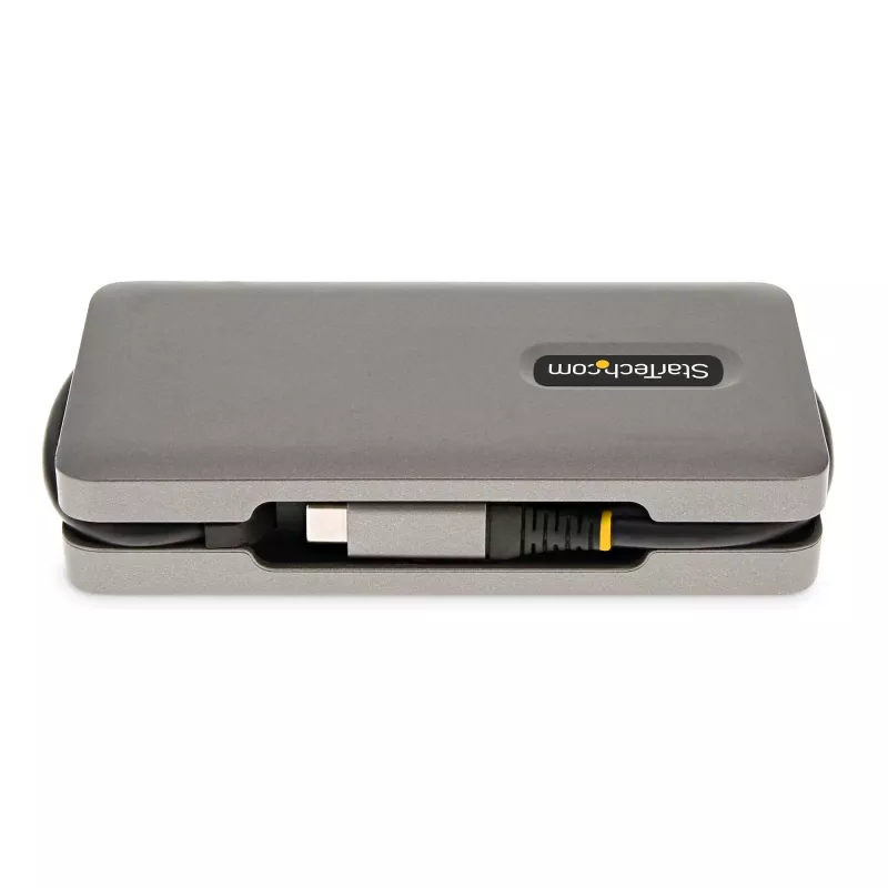 StarTech.com USB-C daugiafunkcis adapteris - HDMI/VGA - 4K 60Hz - 3 prievadų USB šakotuvas - 100W maitinimo perdavimas - Gigabit Ethernet - Kelioninė mini prijungimo stotelė su įkrovimu - 1 pėdos/30 cm apvyniojamas laidas