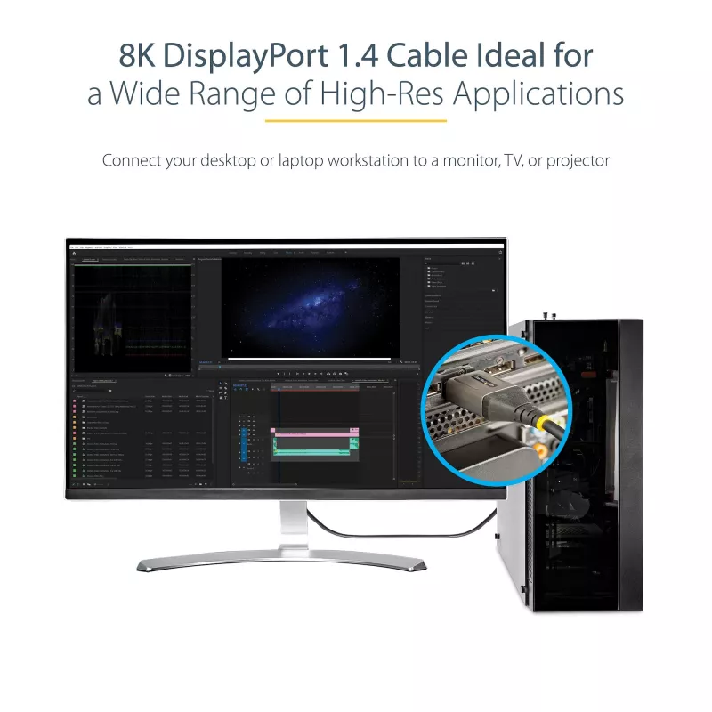 StarTech.com 10 pėd (3 m) VESA sertifikuotas DisplayPort 1.4 laidas - 8K 60Hz HDR10 - Ultra HD 4K 120Hz vaizdo - DP 1.4 laidas / kabelis - monitoriams / ekranams - DisplayPort į DisplayPort laidas - M/M