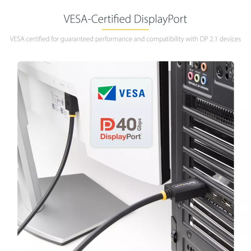 StarTech.com 2m DisplayPort 2.1 kabelis, VESA sertifikuotas DP40 DisplayPort kabelis su UHBR10/HDR/HDCP 2.2, 8K 60Hz/4K 144Hz su DSC 1.2a, 40Gbps, DP 2.1 kabelis, UHD monitoriaus laidas, M/M